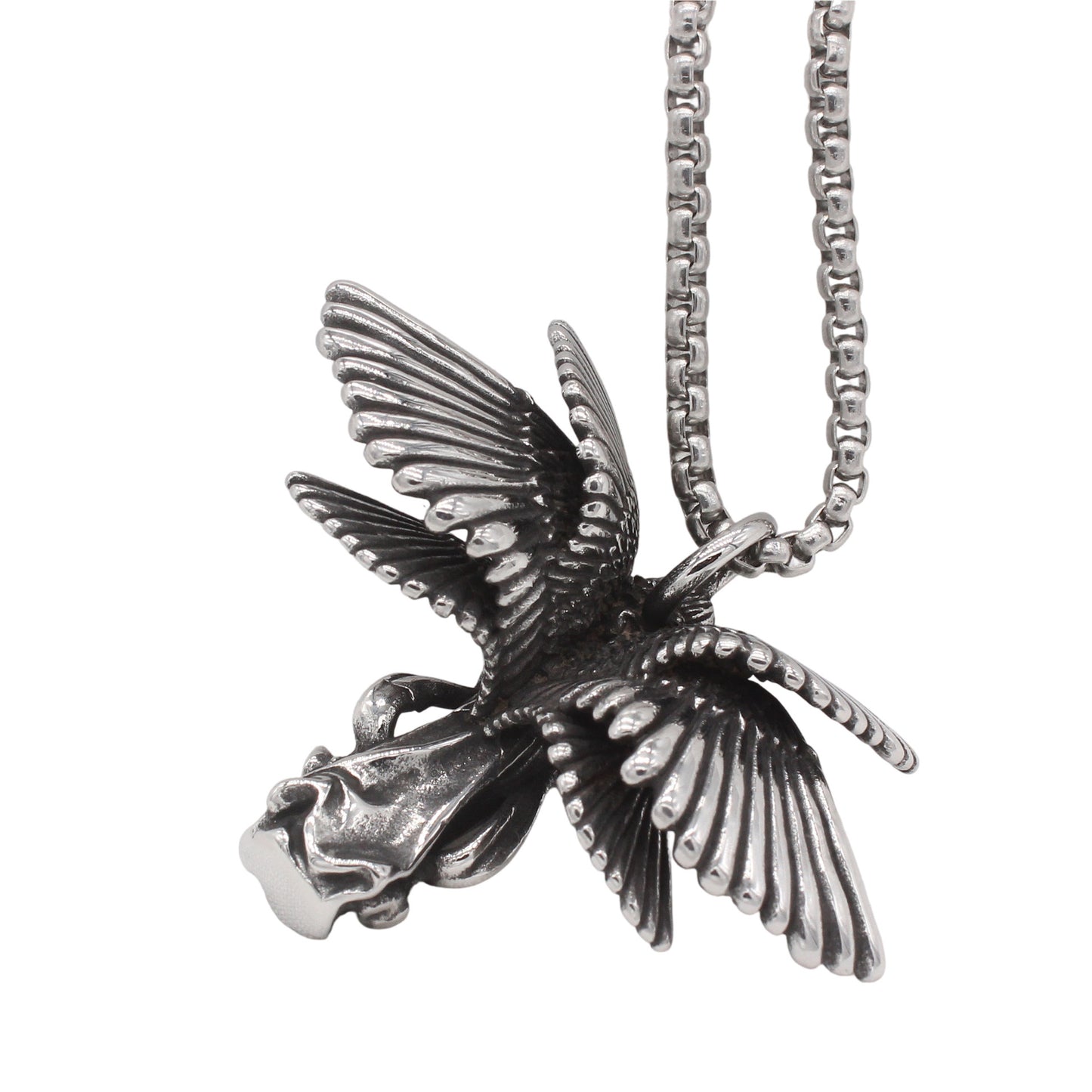 Planderful Jewelry Angel Pendant Steel Mens Necklace