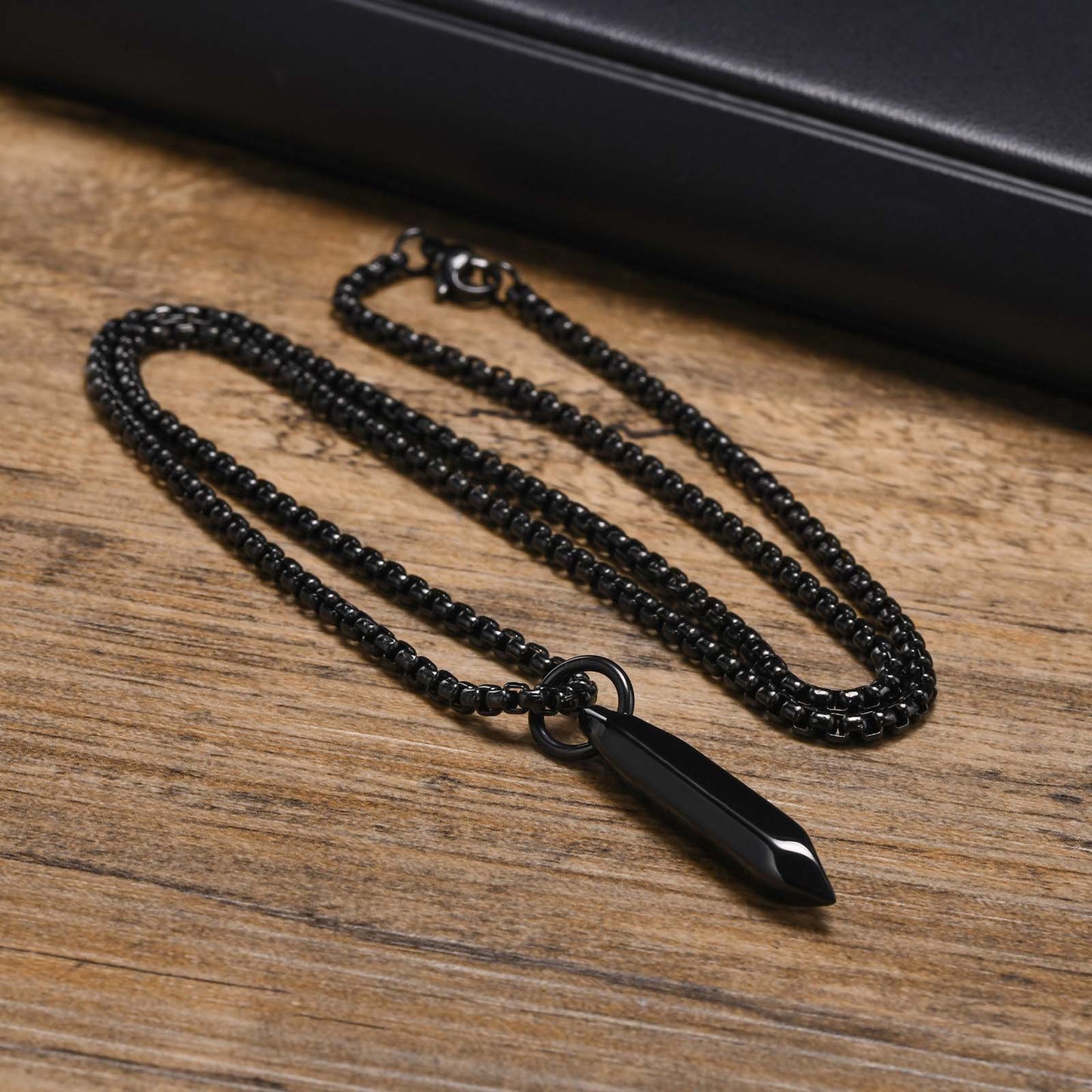 Stainless Steel Pointed 6-Sided Nail Pendant Men's Necklace