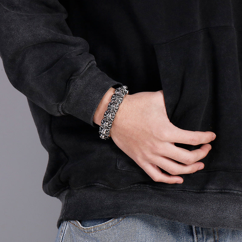 Old Ghost Head Skull Men's Titanium Steel Bracelet