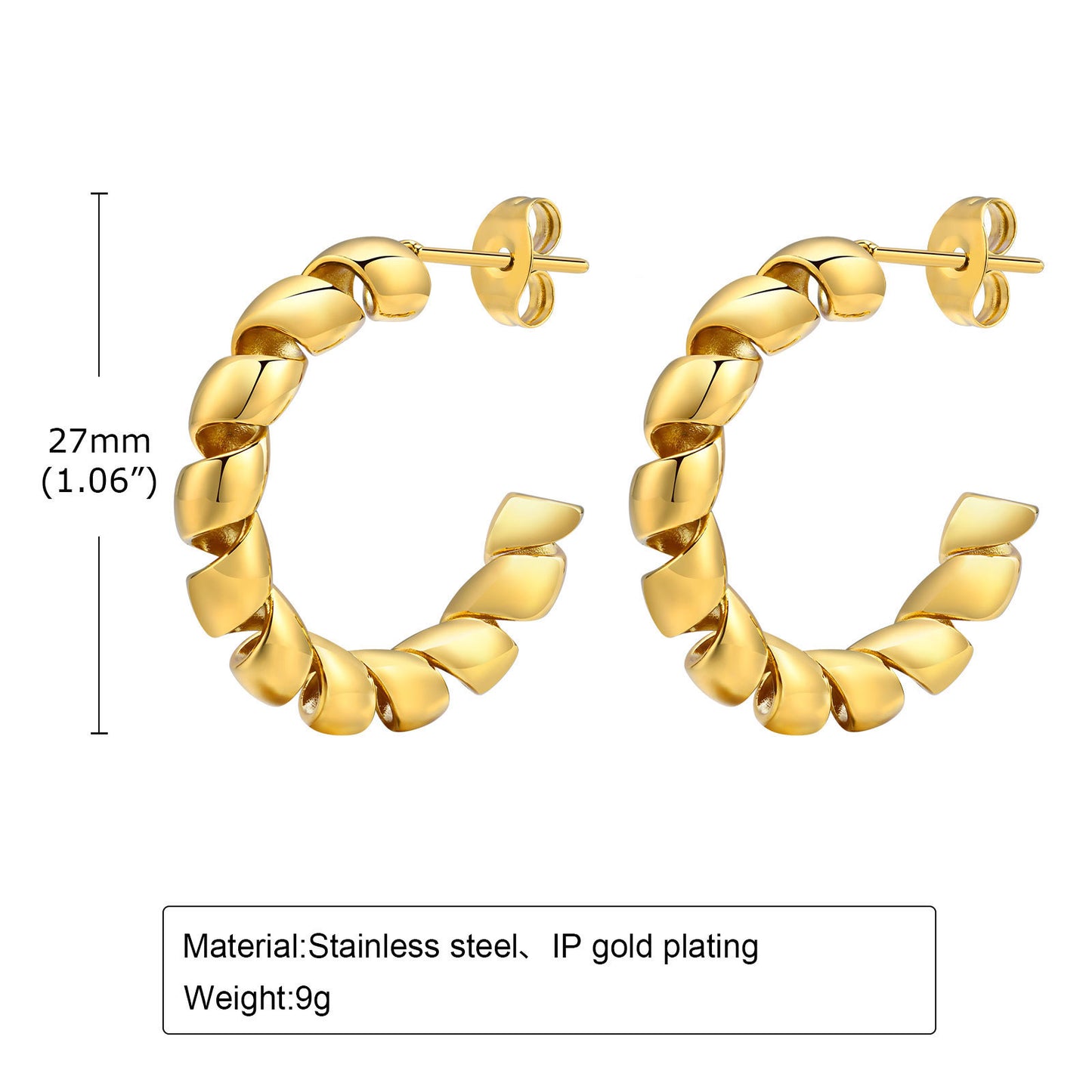 Stainless Steel European and American Fashion Women's Gold Earrings