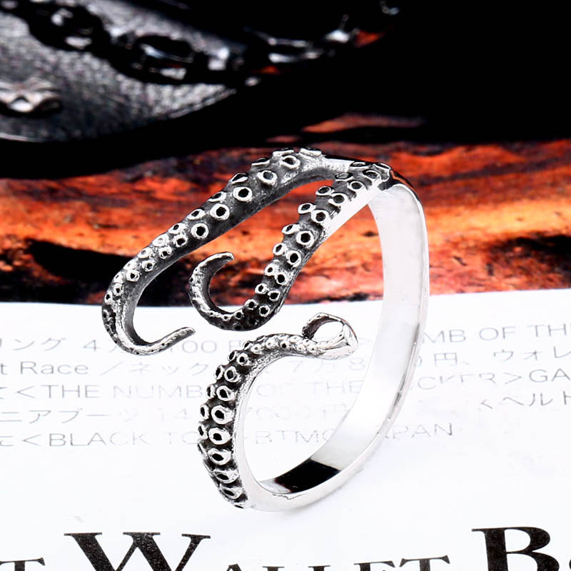 Retro Adjustable Stainless Steel Octopus Ring for Men and Women – Korean Style Personalized Jewelry