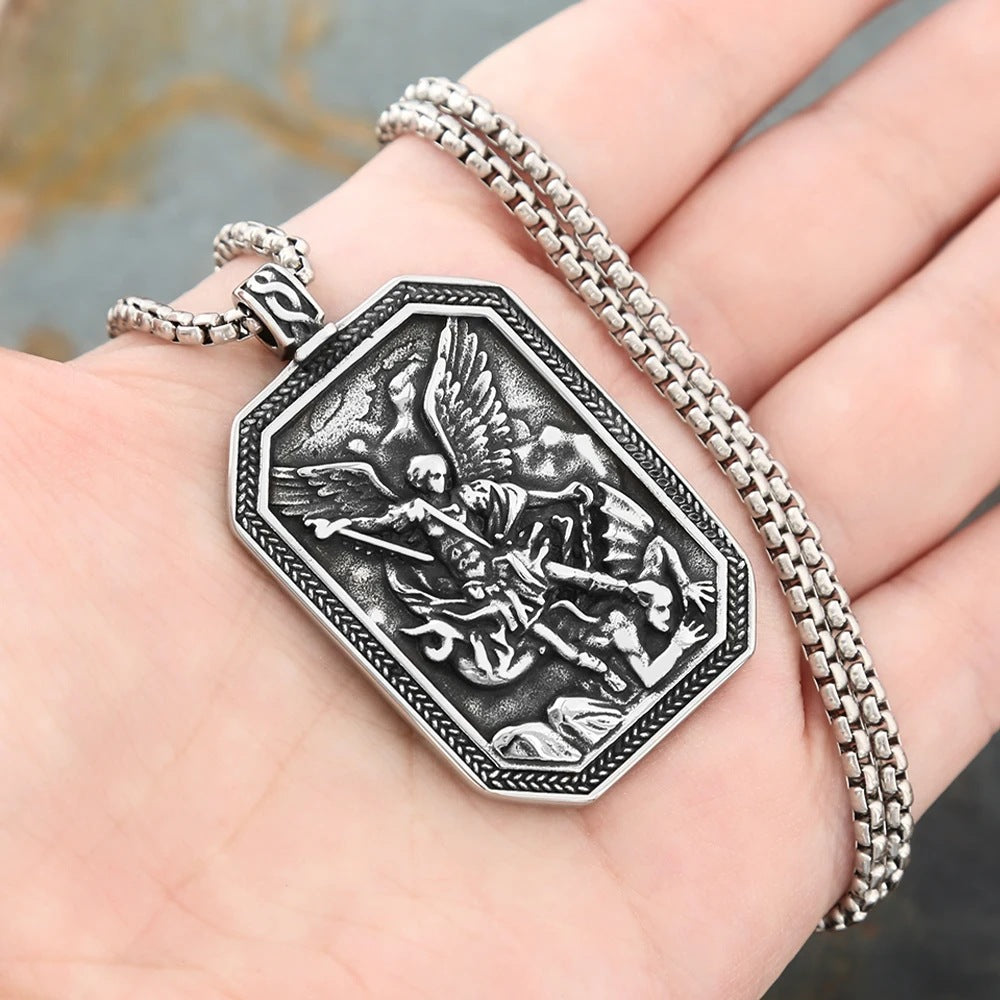 1. Planderful Guardian Angel Pendant Necklace Stainless Steel Unisex Gift for Women and Men