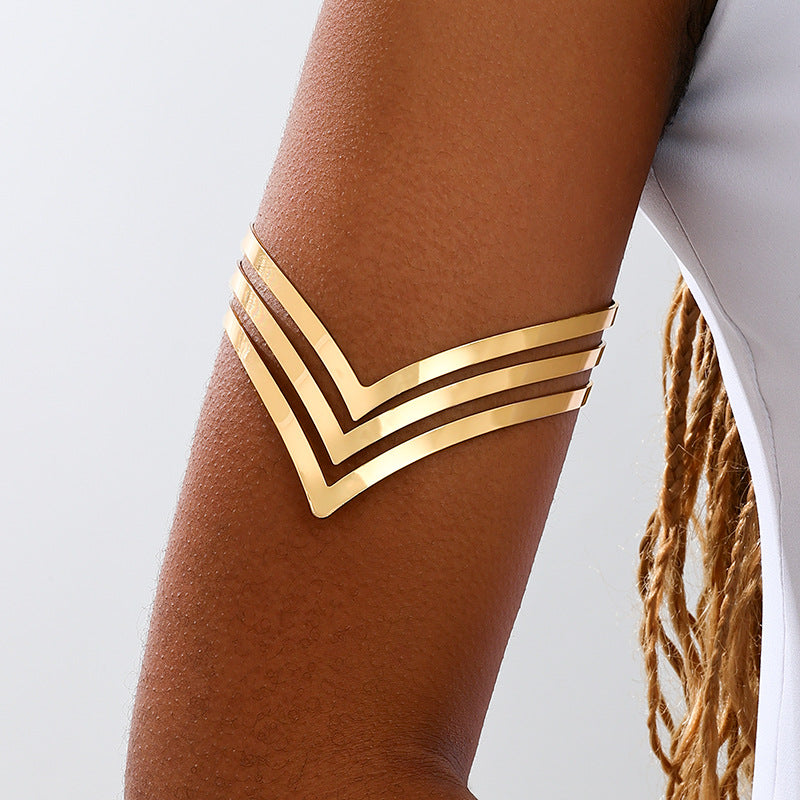 Exaggerated Gold V Shaped Bracelet by Planderful for Stylish Women