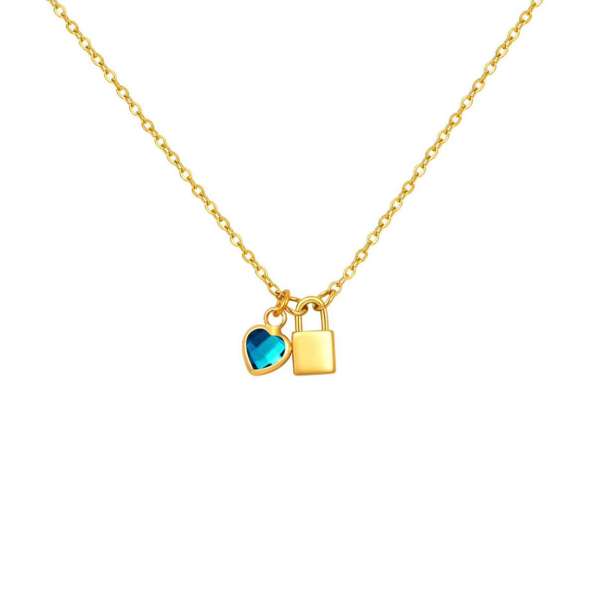 Wind Ladies Birthday Gift Stainless Steel Gold Lock Peach Heart Twelfth Necklace