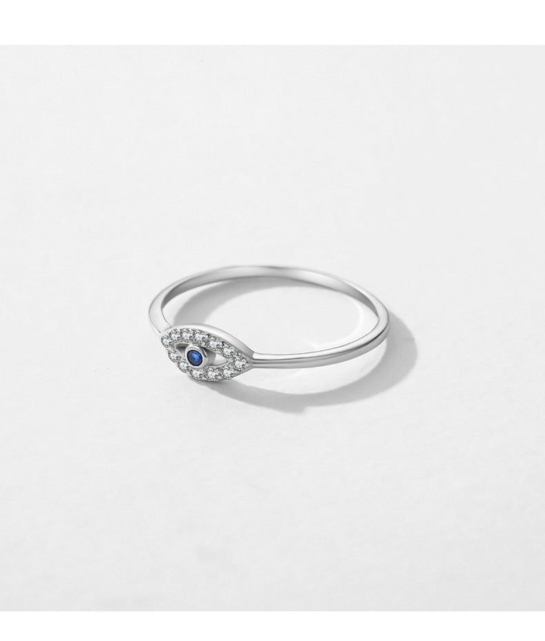 925 Sterling Silver Thin Stacked Devil's Eye Ring for Women's Cold Style Fashion