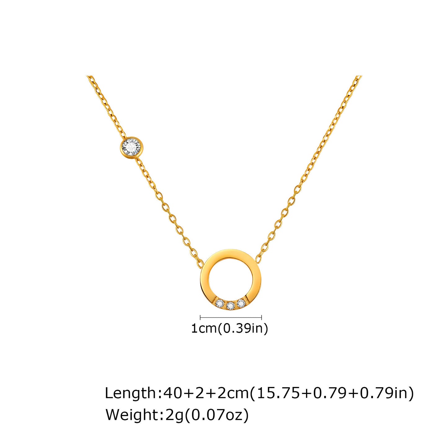 Stainless Steel Geometric Oval Ring Zircon Wind Interlocking Women's Necklace