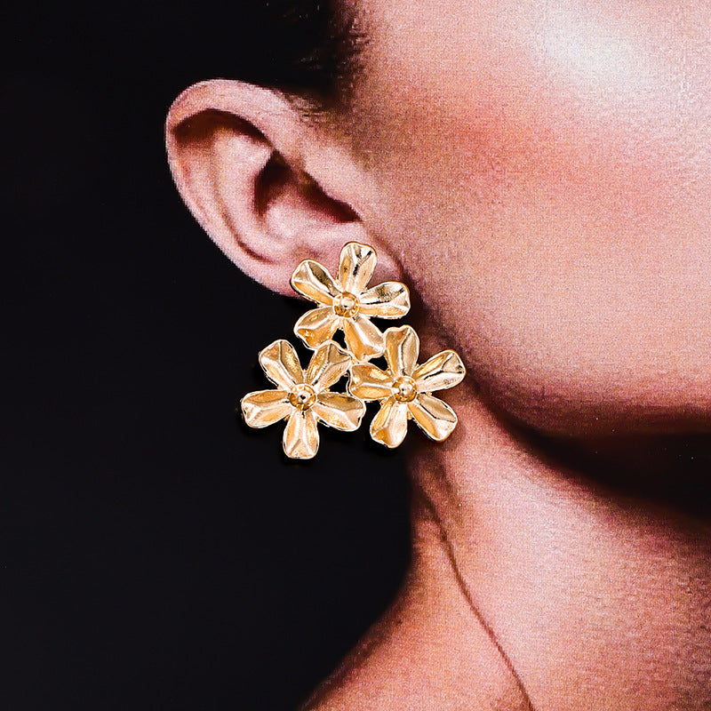 Sweet Vienna Verve Metal Flower Earrings for Women