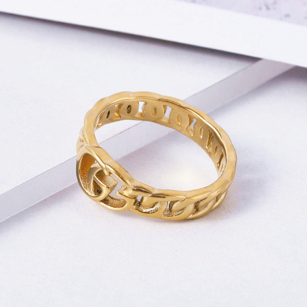 Wholesale European and American English Letters Hollow Titanium Ring