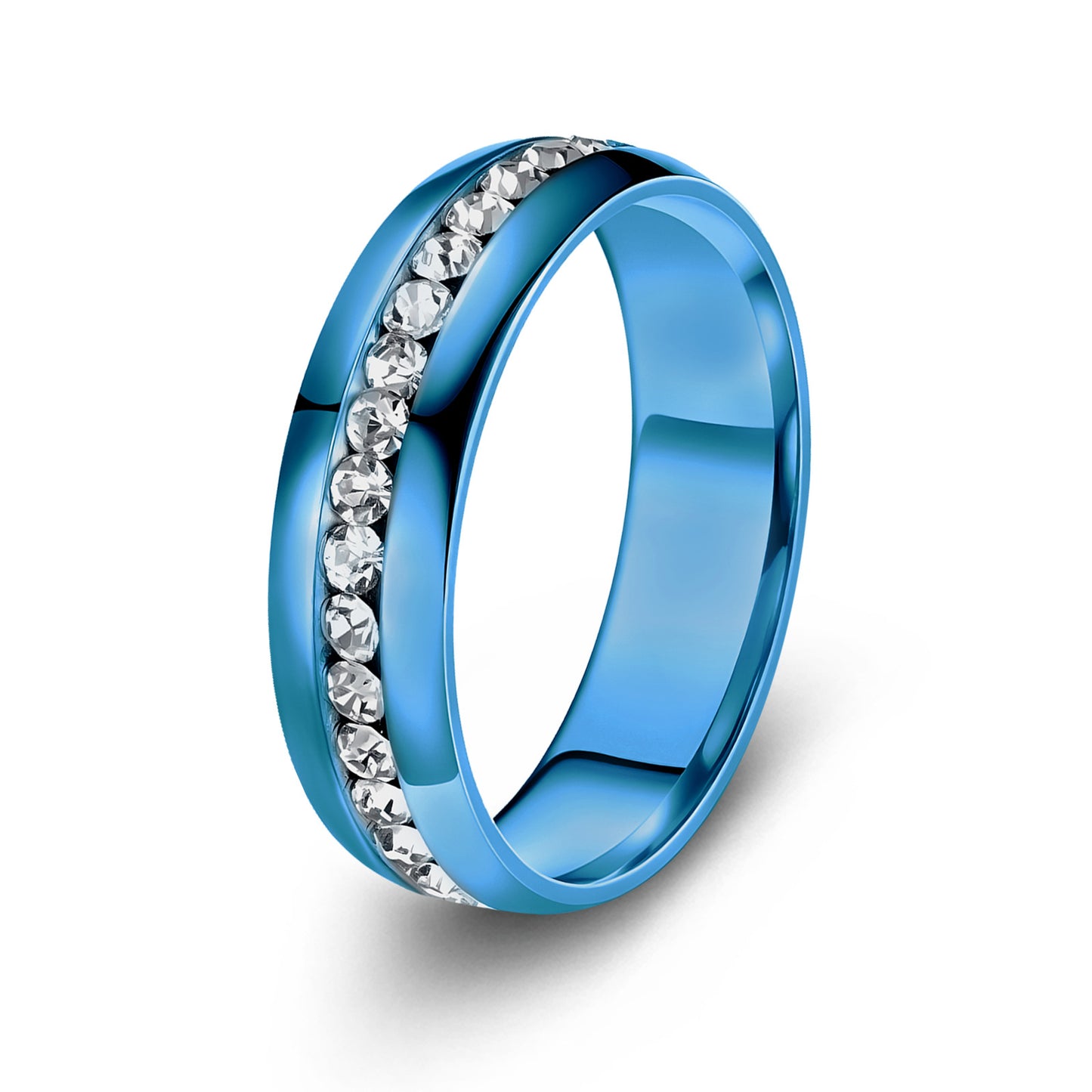 Planderful Everyday Genie Zircon Ring Stainless Steel Unisex Personalized Jewelry Single Row Inlaid Gems Gold Plated