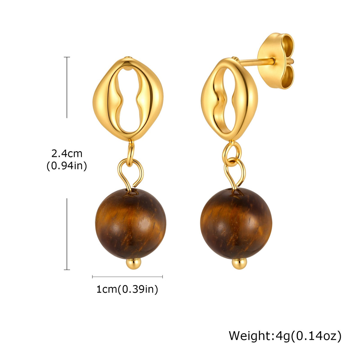 Stainless Steel Tiger's Eye Earrings