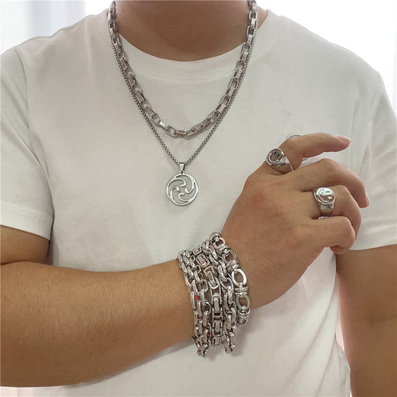 Titanium Steel Whirlwind Pendant Necklace for Men - Retro Personalized Trendy Design