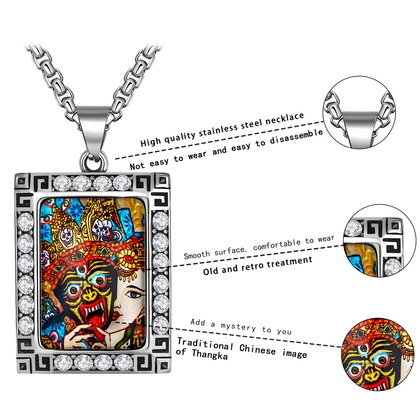 Zircon Necklace - Elegant Thangka Inspired Ethnic Nepal Temple Jewelry By Planderful