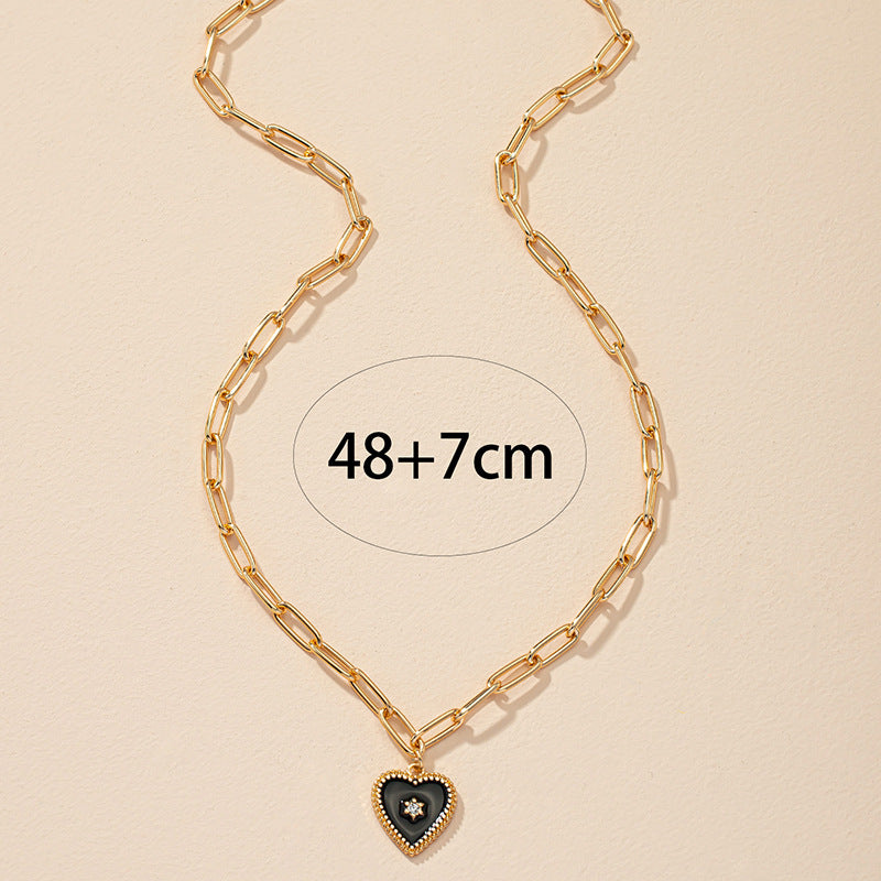 French Glazed Love Vintage Sweater Chain Necklace - Vienna Verve Collection