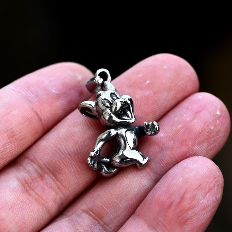 Retro Titanium Steel Mouse Pendant for Men - Wholesale Stainless Steel Casting Animal Jewelry from Planderful's Everyday Genie Collection