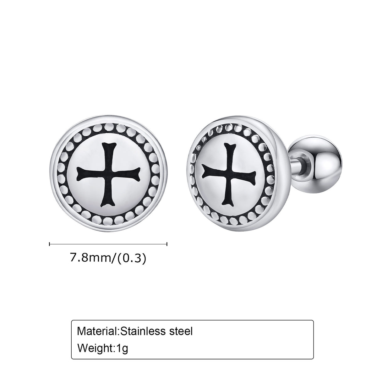 Cross Stainless Steel Earring — Single