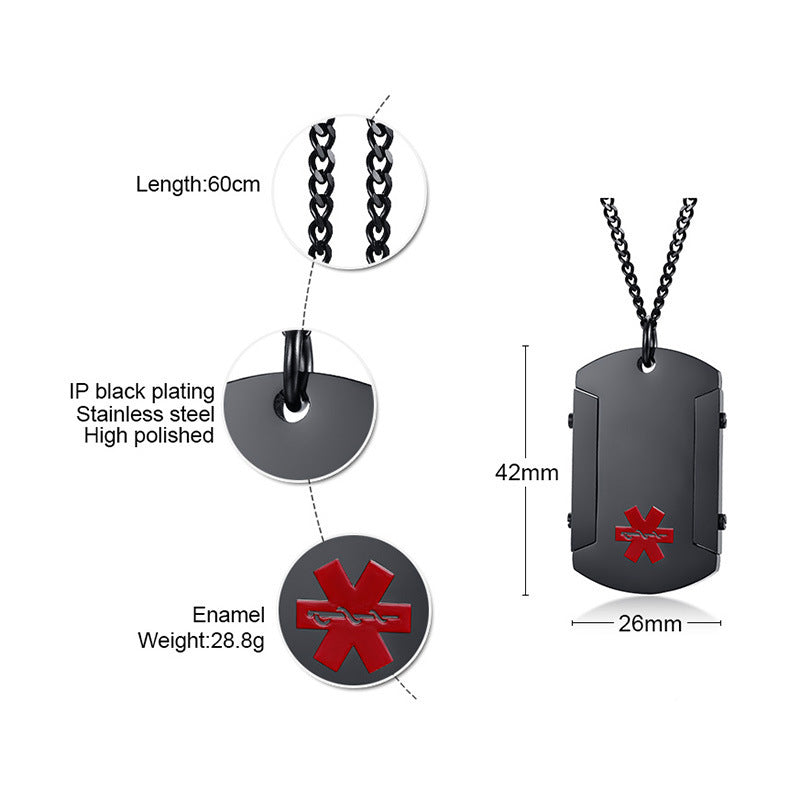 Medical Logo Pendant Stainless Steel Personalized Tag Necklace