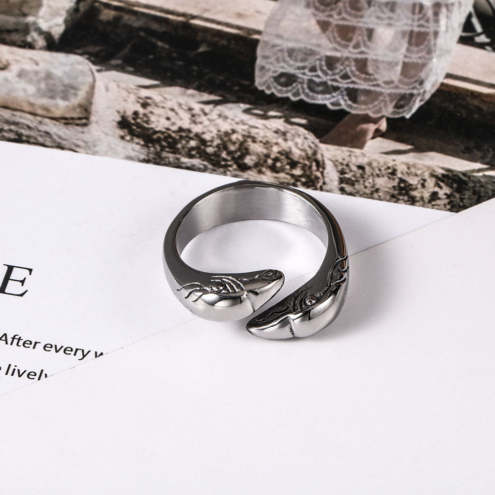 Trendy Gold Flying Eagle Open Ring Titanium Steel Jewelry