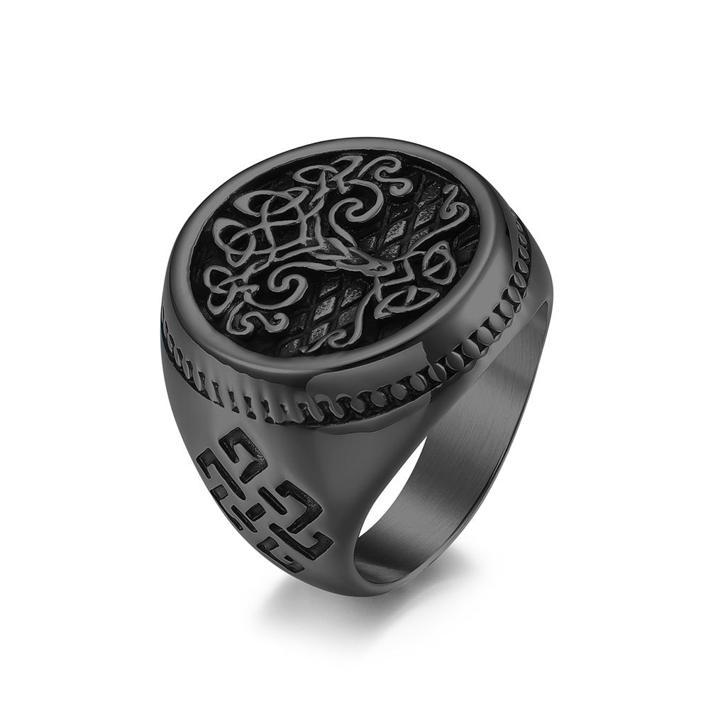 Retro Nordic Mythology Celtic Knot Tree of Life Ring
