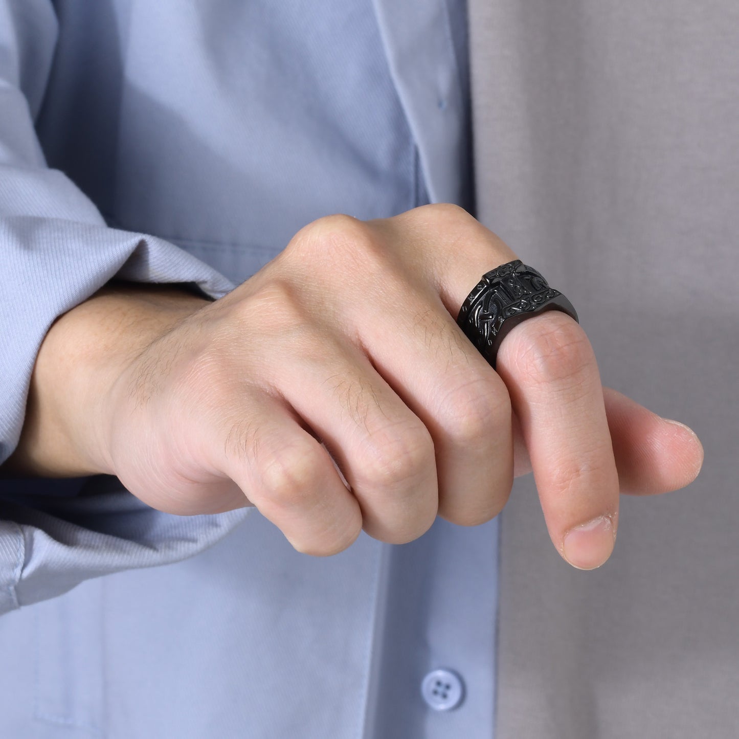 Cross-Border Fashion Jewelry Wholesale Stainless Steel Raytheon Hammer Celtic Knot Ring for Men