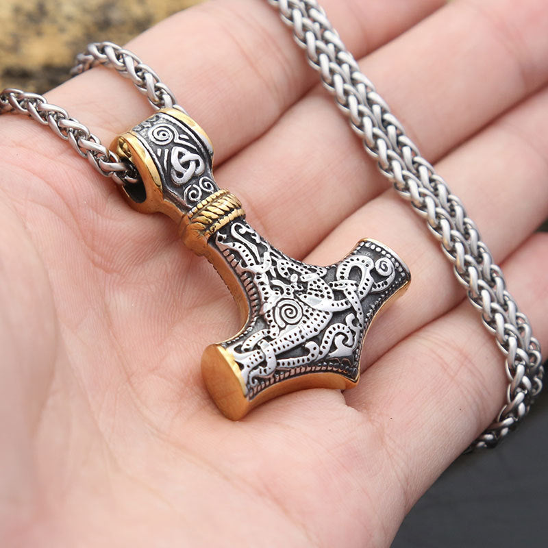 Odin Triangular Knot Logo Pendant Men's Titanium Necklace