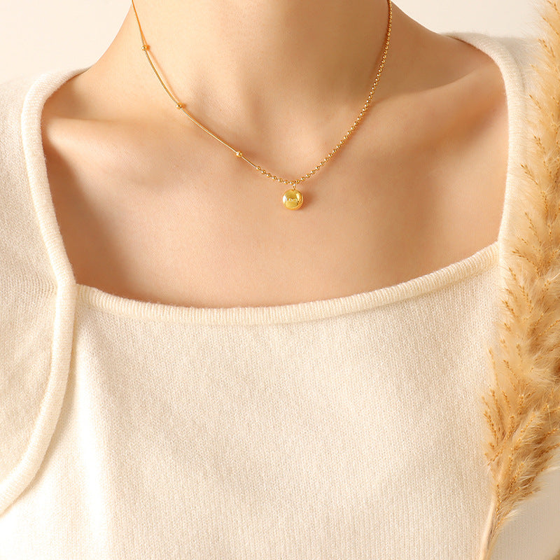 Luxe Golden Bean Necklace with Snake Chain - Everyday Genie Series