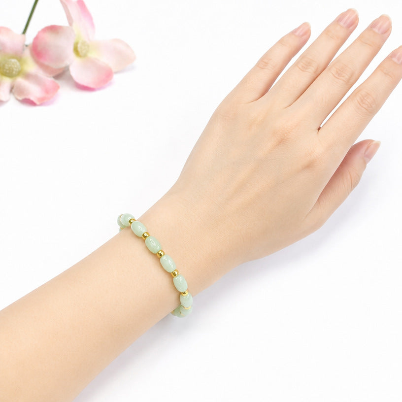 Jadeite Rice Bead Beaded Bracelet