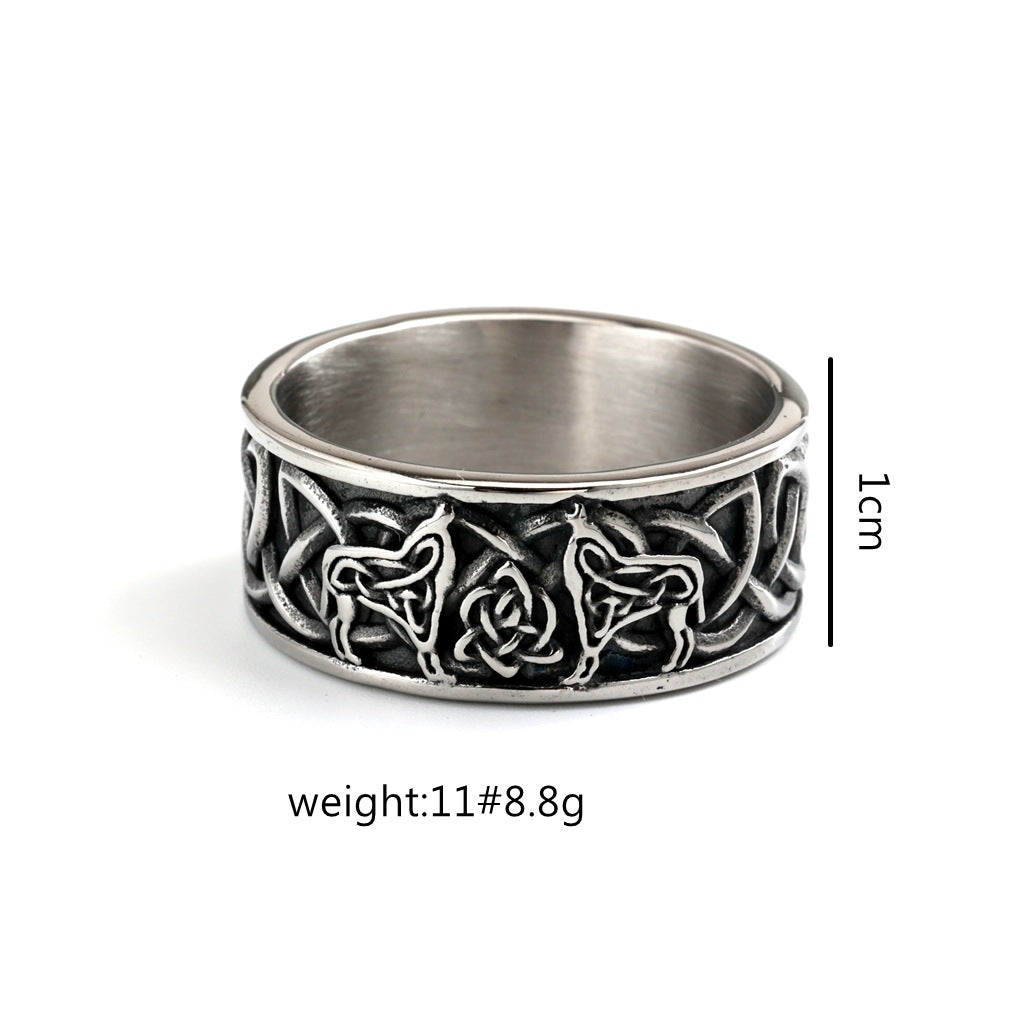 Vintage Viking Wolf Stainless Steel Men's Ring