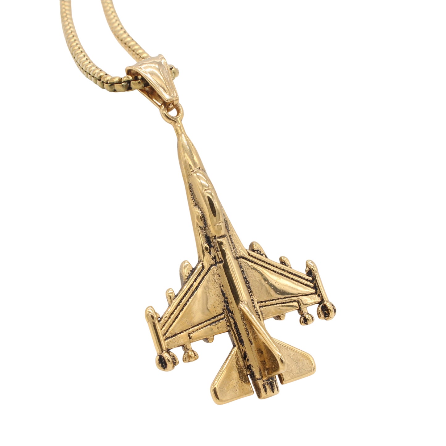 Planderful Everyday Genie – European and American Retro Aircraft Men's Titanium Steel Pendant Necklace