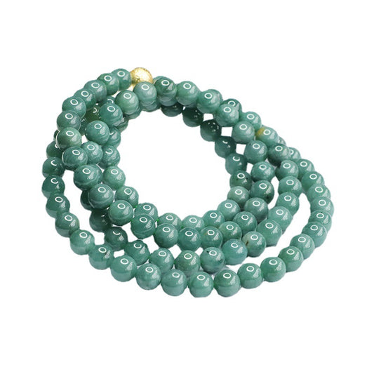 Natural Jade Necklace Blue Green Beads Sweater Chain Jade Beads