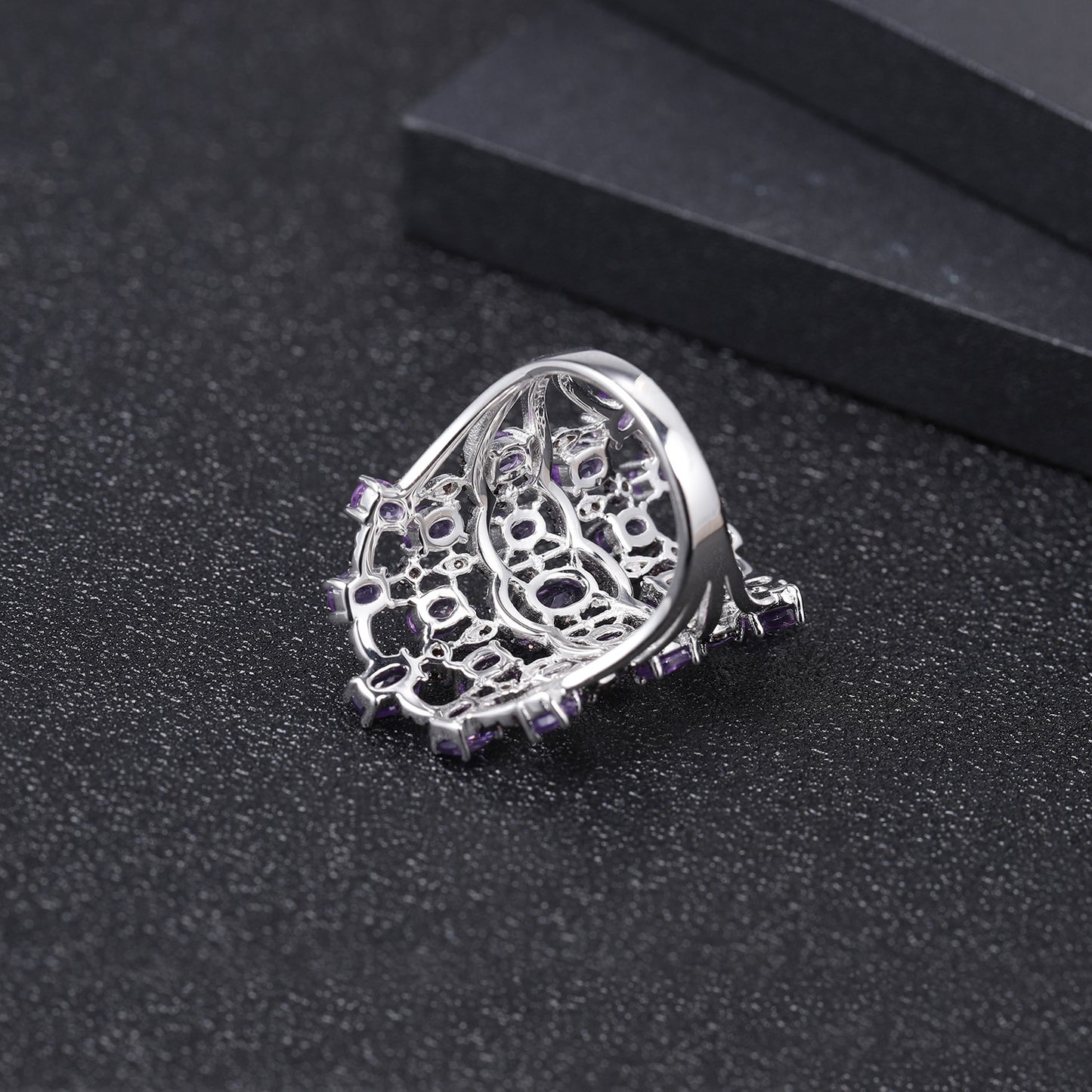 Luxury Five Layers Oval Natural Gemstones Silver Ring