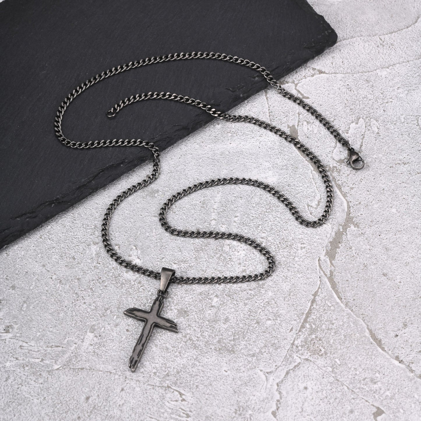Europe – America – Japan & South Korea Stainless Steel Broken Cross Hip Hop Daily Necklace