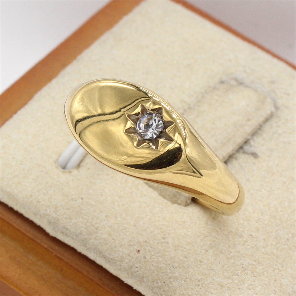 Planderful Zircon Star Titanium Steel Ring Unisex Protection Statement Everyday Genie Collection