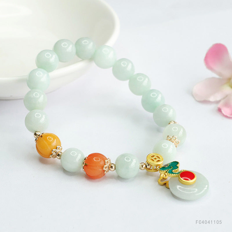 Jadeite Peace Buckle Beaded Bracelet