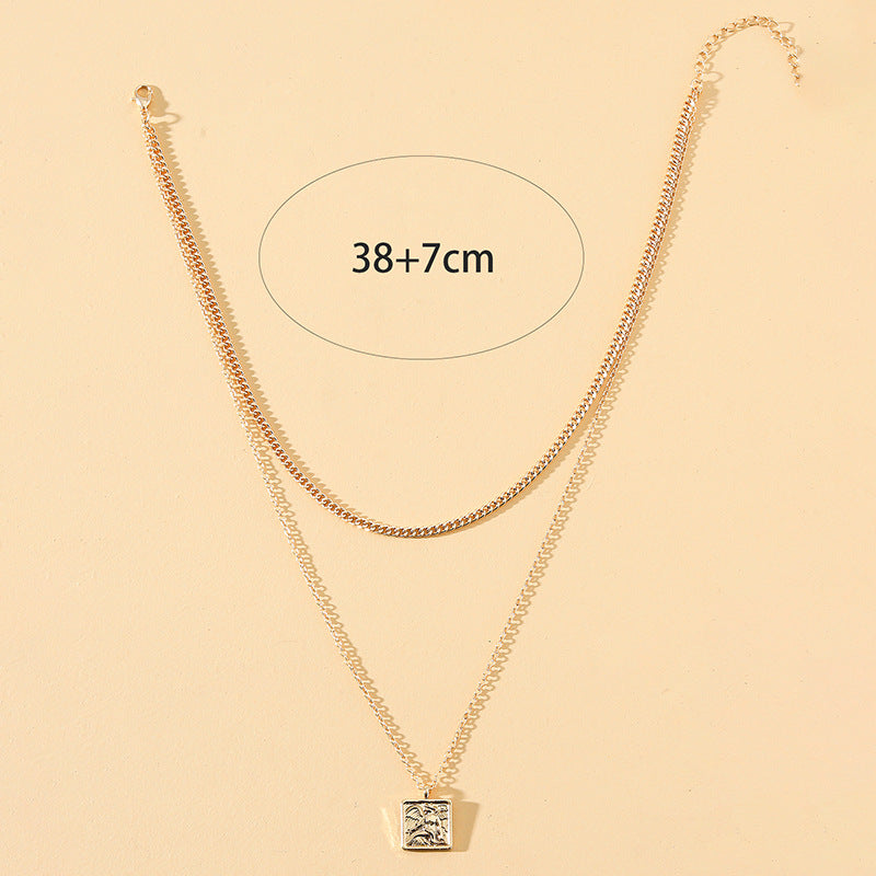 Double Layered Angel Necklace with Unique Hang Tag - Sweet and Trendy Sweater Chain