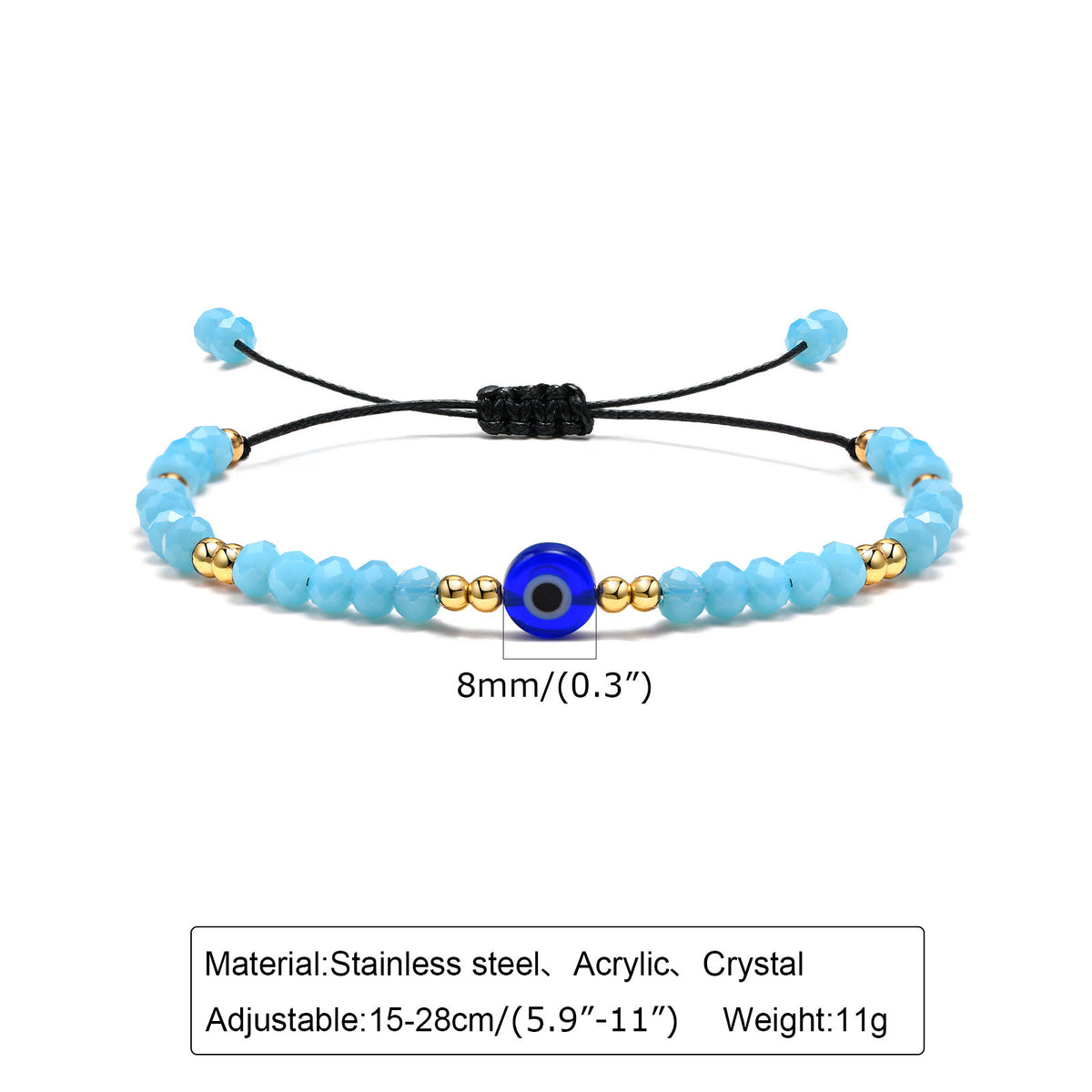 Turkey – Devil's Eye Colored Beaded Bracelet Black Adjustable