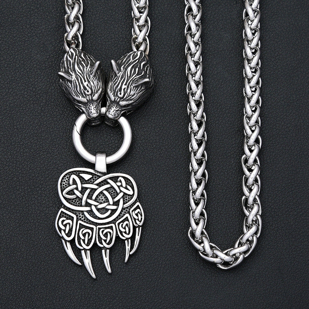Viking Wolf Stainless Steel Men's Pendant Necklace
