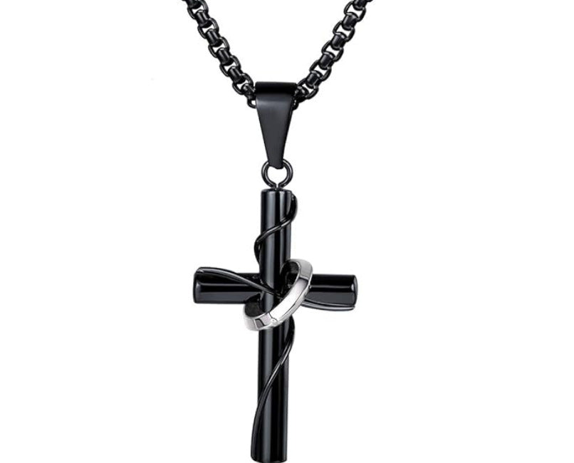 1. Planderful Stainless Steel Cross Pendant Necklace Unisex Korean Jewelry Hip Hop Style Gift