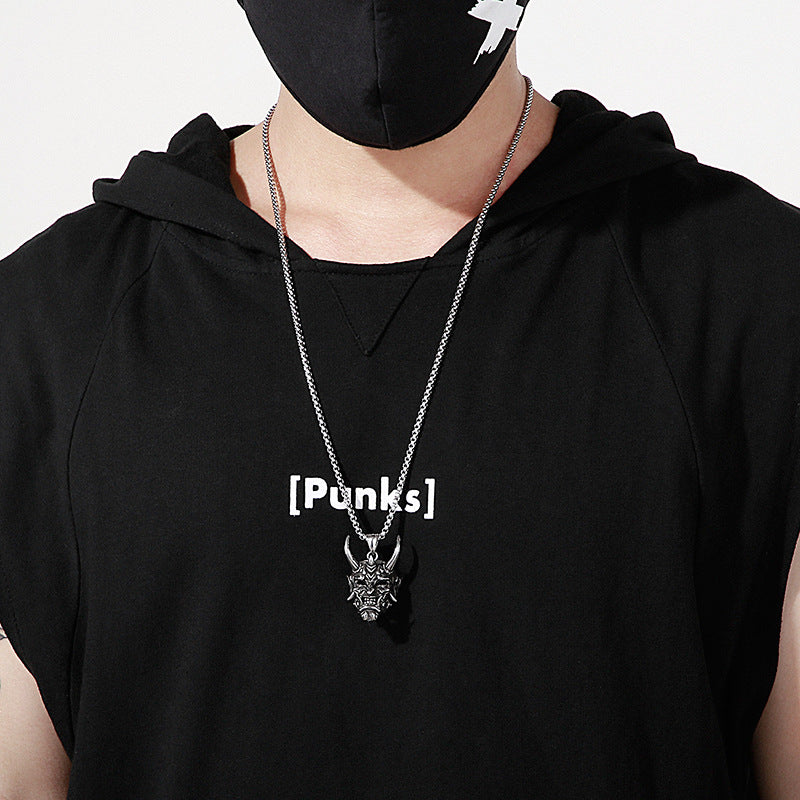 Spooky Grimace Mask Pendant Necklace for Men