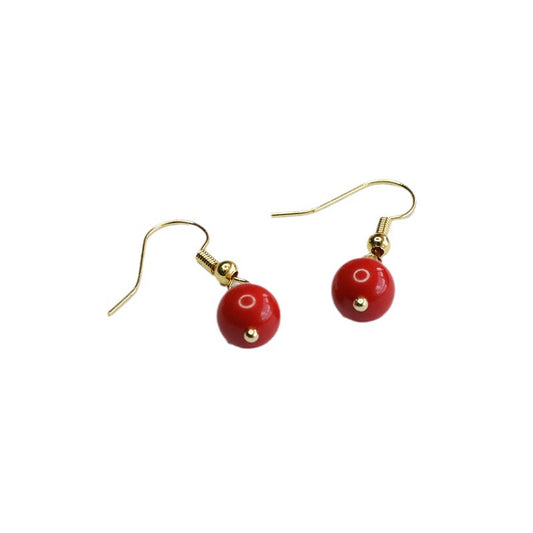 Cinnabar Red Sand Bead Earrings with Sterling Silver Ear Hooks