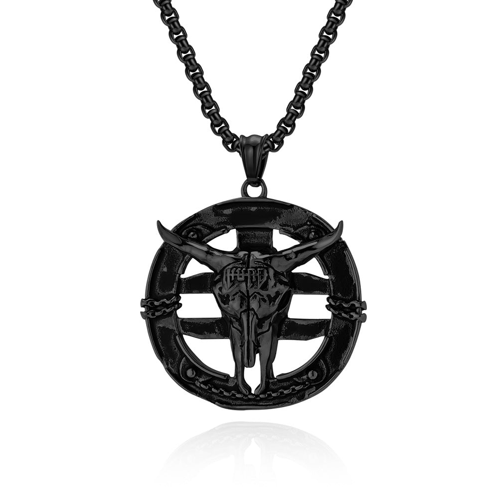 European And American Retro Evil Goat Skull Necklace For Men