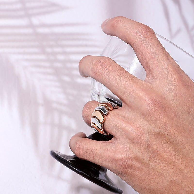 Vienna Verve Collection: Handcrafted Dual-Tone Men's Rings - Retro Elegance for the Modern Man