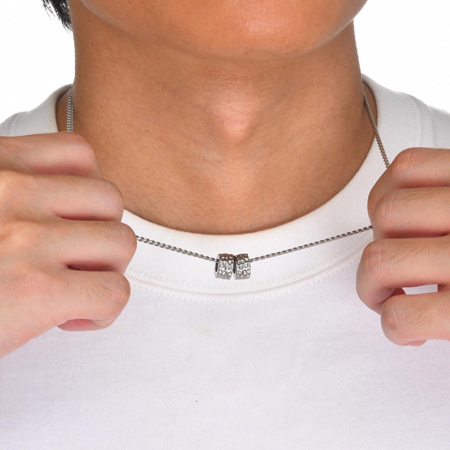 Cross-Border Stainless Steel Hammer Ring Pendant Necklace for Men