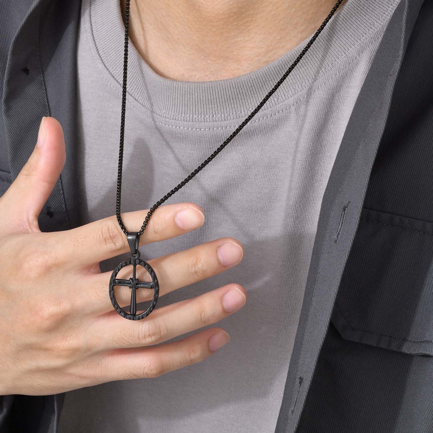 Cross-Border Jewelry Men's Necklace Stainless Steel Baseball Cross