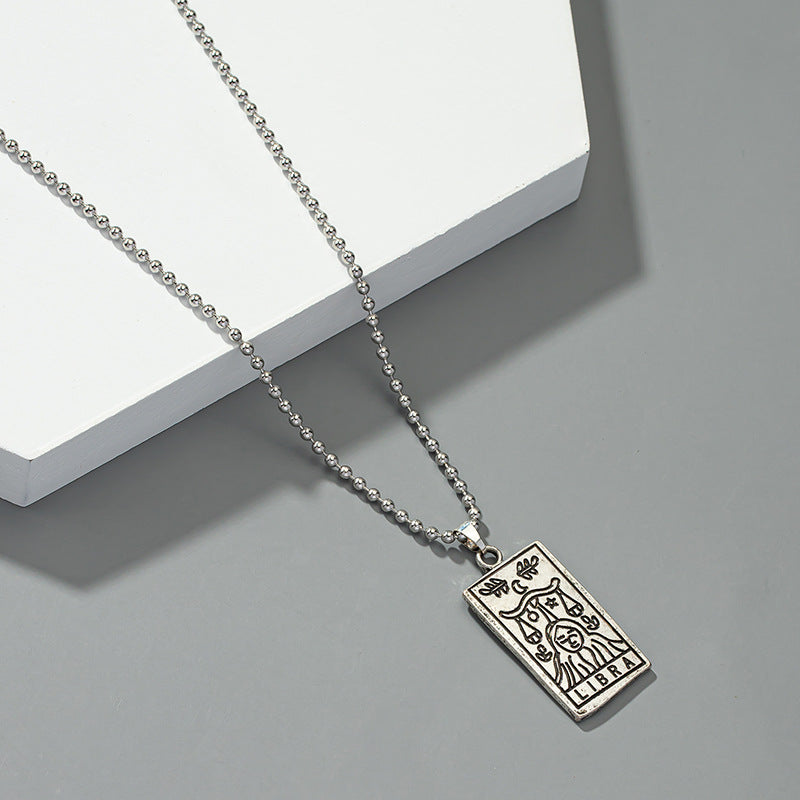 Celestial Charm Square Pendant Sweater Chain - European Style