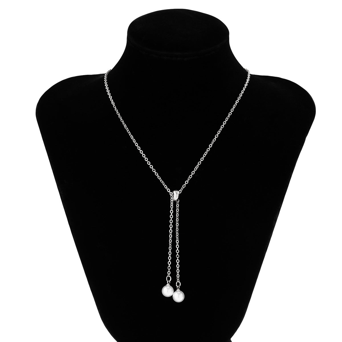Pearl-Style Star & Teardrop Fringe Necklace