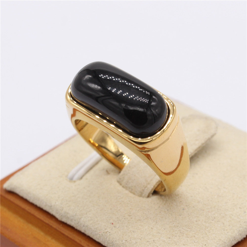 Emerald Green Jade Inlay Ring For Unisex Protection Durable Stainless Steel Planderful Everyday Genie