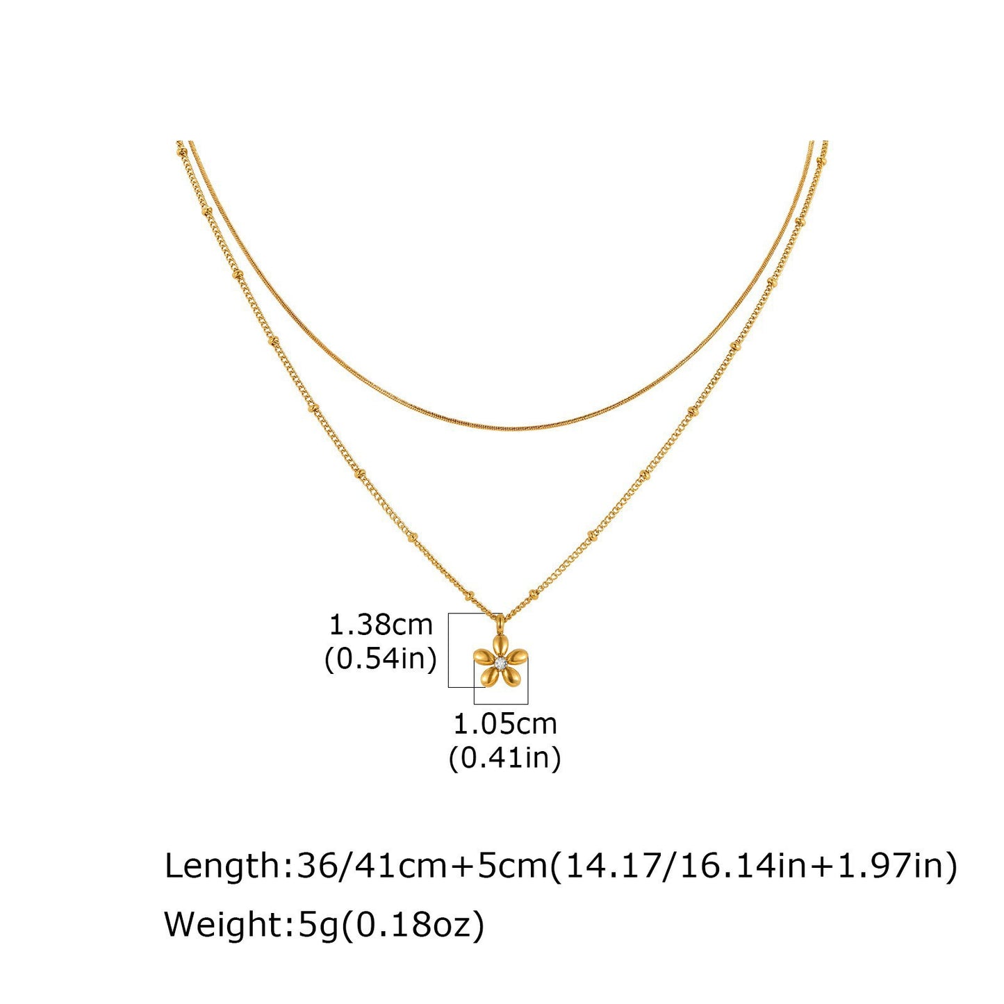 Stainless Steel Long Fringed Chain Necklace White Zircon Flower Y-Shaped Necklace
