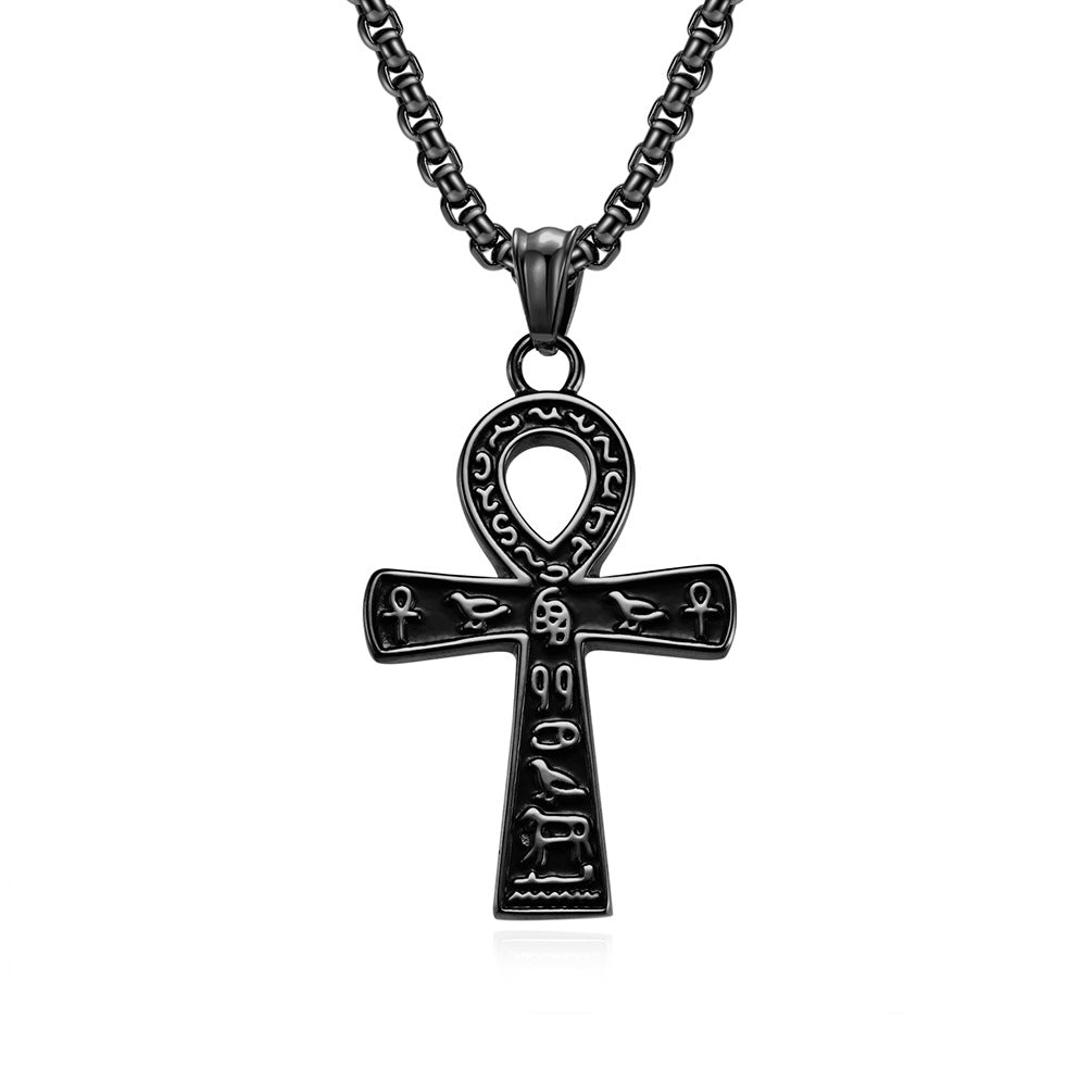 Planderful Everyday Genie Unisex Stainless Steel Anka Cross Necklace Retro Street Style Pendant