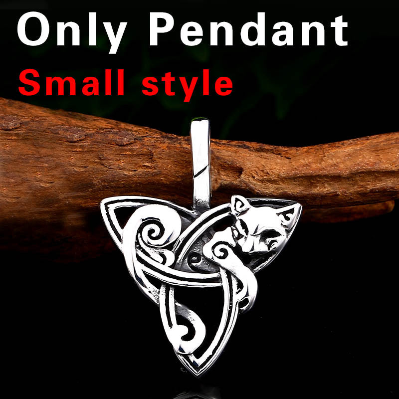 Retro-Inspired Triangular Titanium Steel Fox Pendant for Men - Creative European and American Jewelry Wholesale