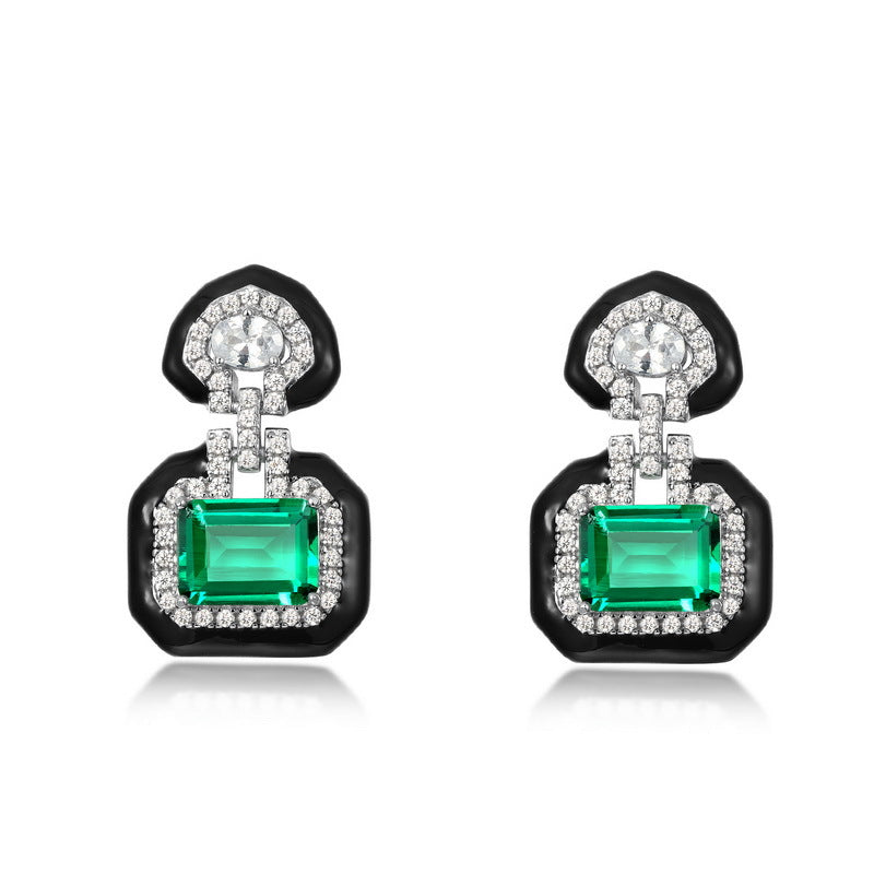 Planderful Jewelry Lab Grown Emerald Stud Earrings in Sterling Silver For Women Everyday